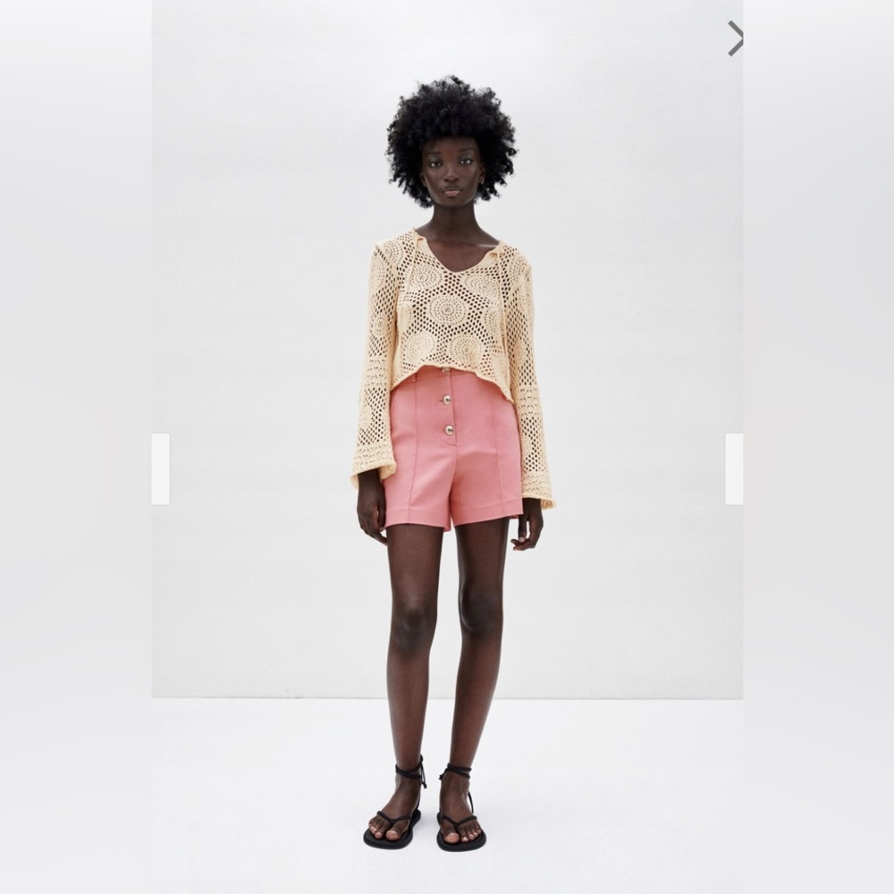 Zara pink high rise button fly short size M NWOT